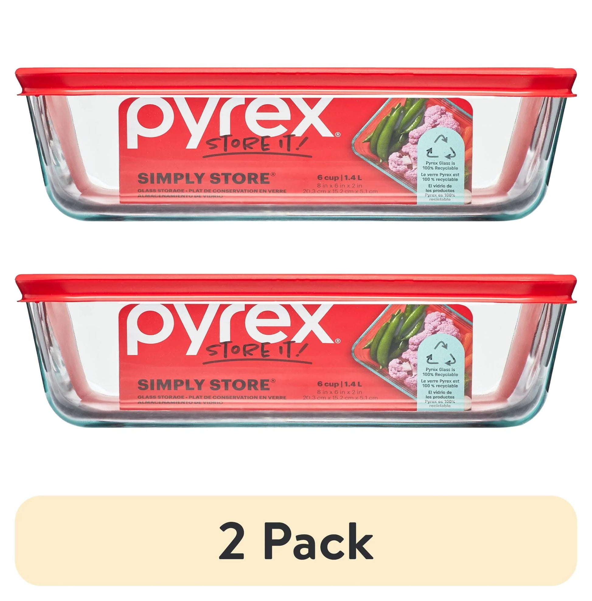 (2 Pack)  6 Cup Simply Store Rectangular Dish