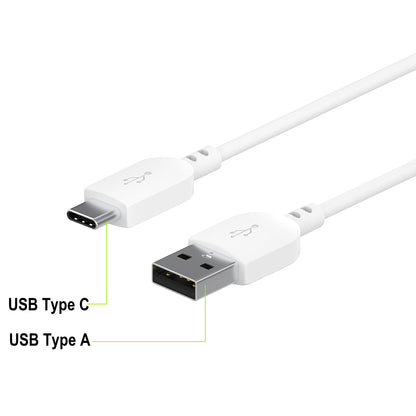 3' USB to USB-C Charging Cable, White